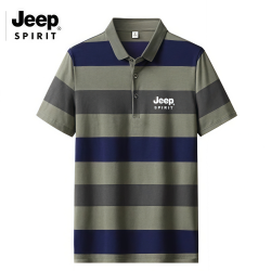 JEEP SPIRIT 吉普男士翻领短袖条纹polo衫2026夏季新款中年时尚休闲装
