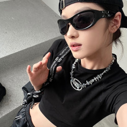 槑槑哒 个性时髦 Y2K辣妹未来科技感户外骑行太阳眼镜