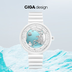 CIGA Design 日晷手表蓝色星球冰川蓝陶瓷女款机械表