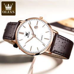 OLEVS 正品超薄气质石英表女男手表时尚防水夜光情侣表腕表