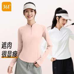 361° 春季运动套装晨跑新中式美人领瑜伽长袖半拉链款遮肉显瘦上衣