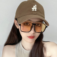 时尚浅茶色墨镜网红街拍大半框显瘦百搭太阳镜个性大框复古方框