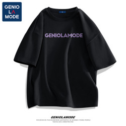 GENIOLAMODE 捷尼拉莫纯棉短袖t恤男女同款2026夏季潮流宽松圆领体恤情侣衣服