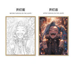 金克丝灯光画英雄联盟周边小夜灯电竞房二次元动漫发光摆件画