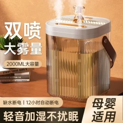 贸亿双喷头母婴加湿器办公室卧室便携大容量静音大喷雾带氛围灯