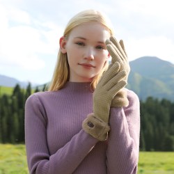 欧夏 保暖加厚毛绒手套冬季加绒骑行女款防风防寒防水滑雪手套
