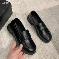 西遇 乐福女鞋 新款简约法式一脚蹬小皮鞋