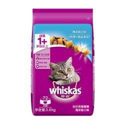 whiskas 猫粮成猫营养发腮通用猫咪3.6kg美味全价猫经济口味