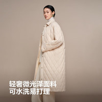 波司登 90鹅绒 翻领修身超长款 柔光浅米 XS 女士羽绒服
