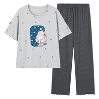 猫人 100%棉 短袖七分裤 女士家居服套装