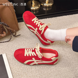 西遇 复古德训鞋女百搭撞色平底阿甘鞋子运动休闲板鞋