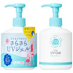 石泽研究所 最新紫外线预测,光滑紫外线凝胶 F SPF45 PA+++,适合1岁以上儿童,身体,面部,防晒霜,大凝胶,260克