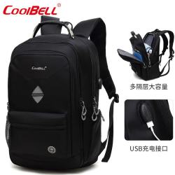 coolbell COOL BELL时尚男士双肩包高级感轻便旅行背包潮流大容量通勤书包电脑包 5508S黑色+USB 17寸