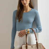 RALPH LAUREN 女士斜挎包 Canvas & Leather Large Marcy Zip Satchel