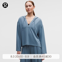 lululemon BeCalm V领连帽衫 钢青色 M码 女士运动卫衣