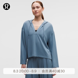 lululemon BeCalm V领连帽衫 钢青色 M码 女士运动卫衣