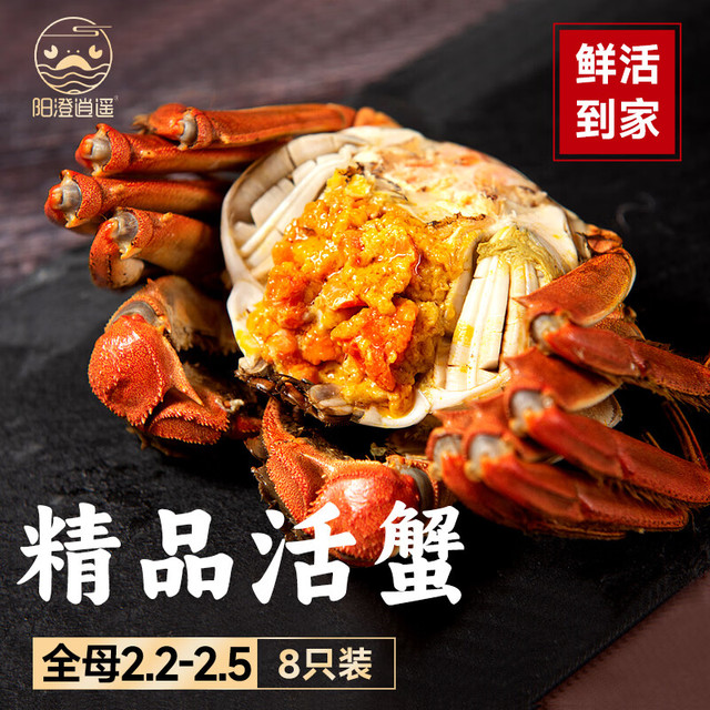 阳澄逍遥 大闸蟹六月黄 2.2-2.5两 8只 苏州源头直发