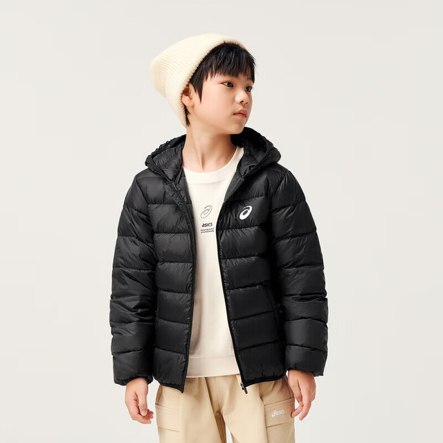 亚瑟士 冬季中大儿童保暖连帽轻薄羽绒服