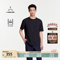 LI-NING 1990 通勤系列男士夏季吸汗短袖T恤高尔夫运动李宁1990 黑色-3 L