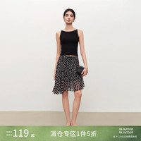 自巧 波点圆舞曲 小个子亮丝印花雪纺破缝分割半身裙女2026夏新款