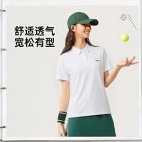 李宁 运动t恤女士时尚休闲透气polo衫运动翻领短袖上衣女