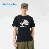 Columbia 纯棉透气户外短袖T恤男女同款夏季大LOGO印花休闲T恤