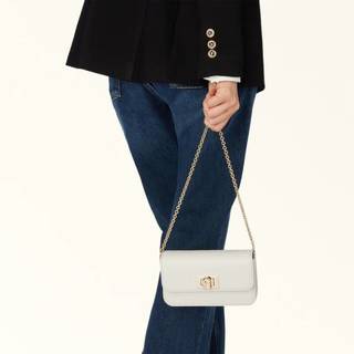 FURLA 1927系列 牛皮迷你链条斜挎包 白色