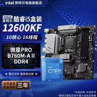 英特尔酷睿i5 12600KF盒装CPU搭微星PRO B760M-A II DDR4主板套装