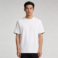 88VIP：BURBERRY 男士棉质格纹饰边针织圆领短袖T恤