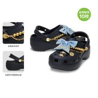 crocs 白鹿同款经典丹宁蝴蝶云朵洞洞鞋厚底沙滩鞋