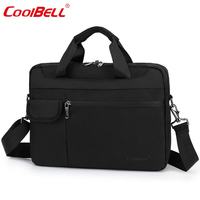 coolbell COOL BELL爆款防震电脑包13寸15寸轻薄商务内胆包男士斜跨手提包单肩包 CB-2123黑色 13.3寸