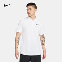 NIKE 男子刺绣印花速干透气上衣网球复古POLO衫翻领短袖运动T恤 DH0858-100 L