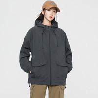花花公子 情侣新款户外连帽冲锋衣潮牌工装外套三防登山服