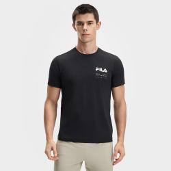 FILA 男装男式运动T恤男士基础透气圆领针织短袖衫