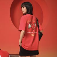 FILA 情侣款运动T恤男女同款舒适圆领休闲针织短袖衫