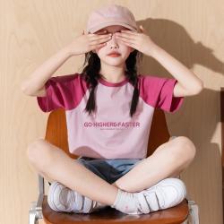 唐狮童装 女童T恤2026夏季款休闲短袖款上衣中大童儿童插肩袖T恤潮