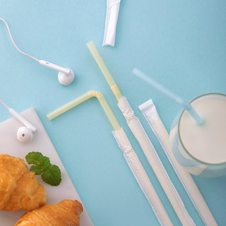 茶花 独立纸包可弯吸管 食品级 50支