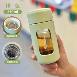 圣鼎 玻璃水杯女生便携防摔隔热耐高温家用泡茶杯简约办公杯套装