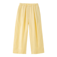 無印良品 MUJI 女式汉麻水洗宽版裤 黄色 M 女士休闲裤