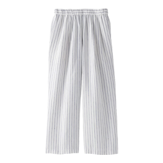 無印良品 MUJI 汉麻水洗宽版裤 米白色条纹 M 女士休闲裤