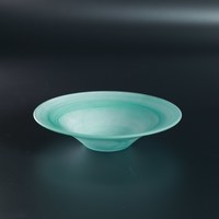 青绿磨砂斗笠盘 玻璃水果盘 1个 平边 简约