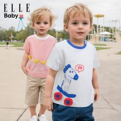 ELLE BABY 蓝帽小狗 100码 儿童短袖T恤