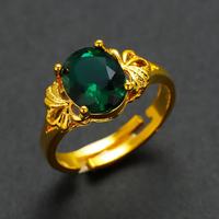 千宝莱 黄铜镀金仿红宝石戒指