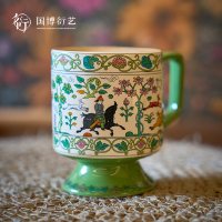 中国国家博物馆 李静训狩猎纹高足银陶瓷马克杯咖啡杯七夕礼物杯子