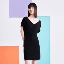 宝姿 PURE宝姿女装拼接飘带针织连衣裙
