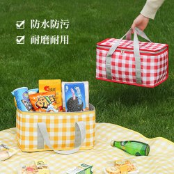 新款大号户外野餐包加厚方形饭盒保温包铝箔保温折叠篮