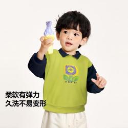 迷你巴拉 巴拉 小翻领长袖撞色 儿童卫衣