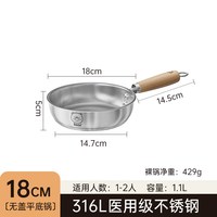 88VIP：双枪 8888 316L不锈钢平底煎锅 23cm