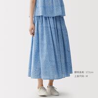 無印良品 MUJI 女式雕版印染抽褶裙 半身裙