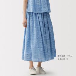 無印良品 MUJI 女式雕版印染抽褶裙 半身裙